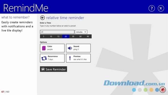 Lên thời gian nhận thông báo trên RemindMe