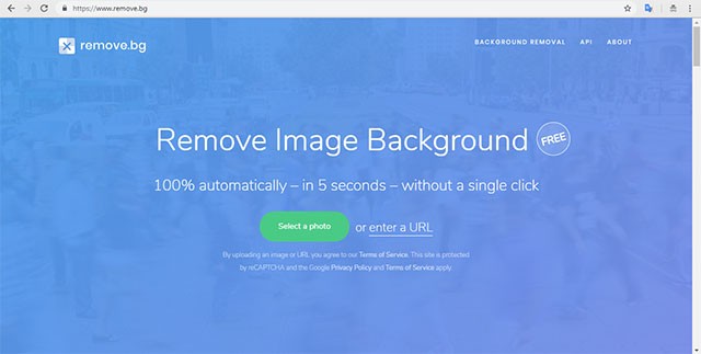 Giao diện Remove.bg