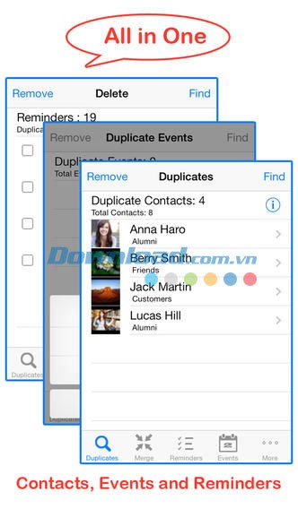 Remove duplicate contacts and events for iOS