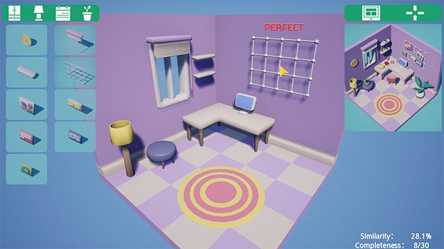 Lựa chọn các món đồ nội thất, đồ trang trí và đặt vào đúng vị trí trong căn phòng ảo