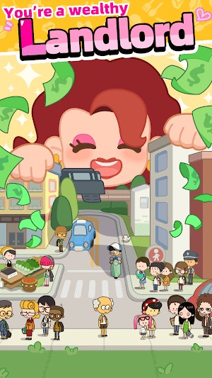 Bạn là một chủ nhà giàu có trong game Rent Please Landlord Sim