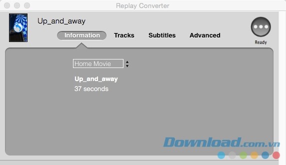 Replay Converter cho Mac hiển thị chi tiết thông tin chuyển đổi video