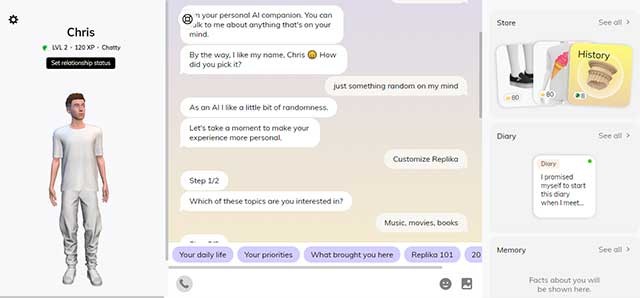 Replika là một không gian an toàn để bạn thể hiện bản thân