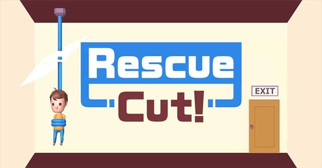 Tìm cách cắt dây thừng và giải cứu cậu bé trong game trí tuệ siêu hay Rescue Cut