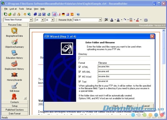 Đăng tải hồ sơ lên web cá nhân chỉ trong nháy mắt