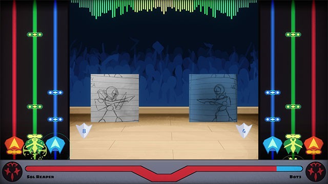 Điều khiển nhân vật chiến đấu bằng mũi tên trên màn hình