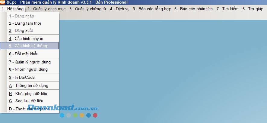 Thiết lập trong RICpc