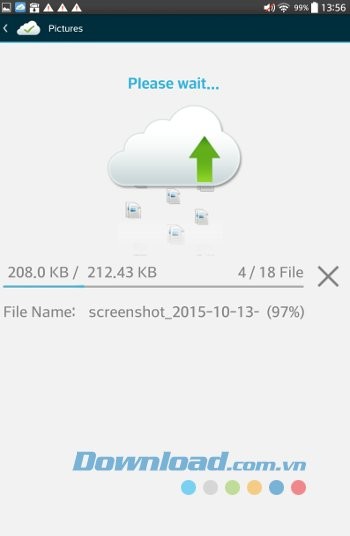 Quá trình sao lưu với Right Backup Anywhere cho Android