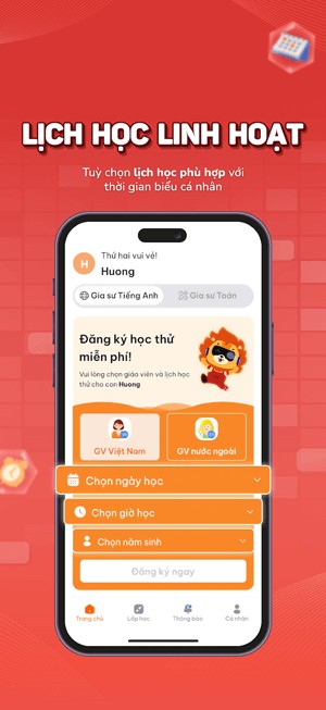 Lịch học linh hoạt