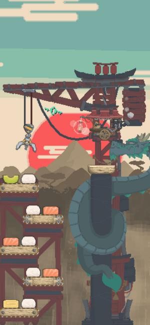 Xây dựng tháp sushi cao chọc trời trong game Rising Sushi