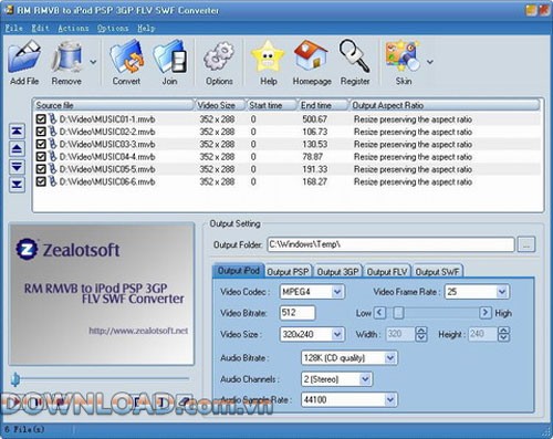 RM RMVB to iPod PSP 3GP FLV SWF Converter