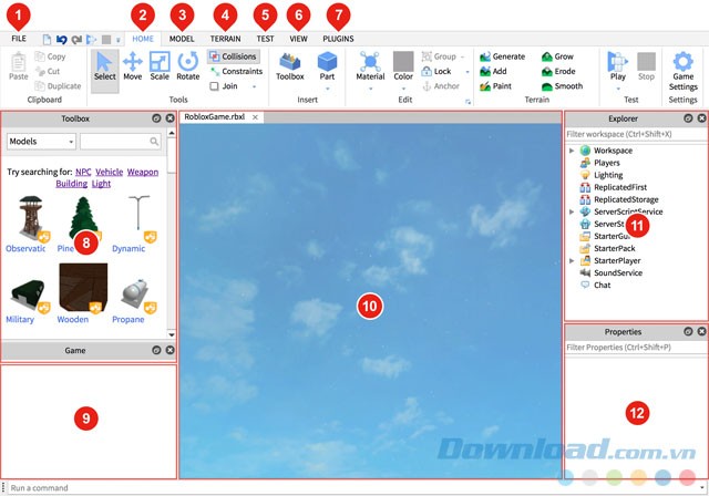 Giao diện Roblox Studio