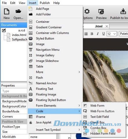 Thêm các yếu tố vào website