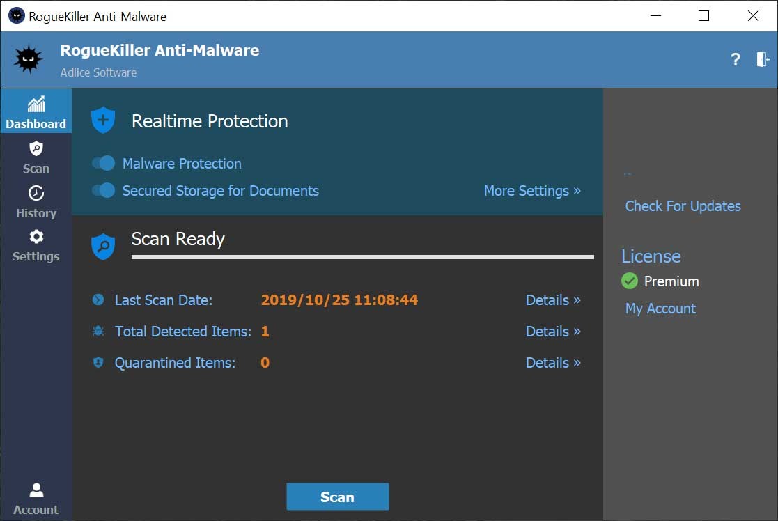 Giao diện RogueKiller mới nhất