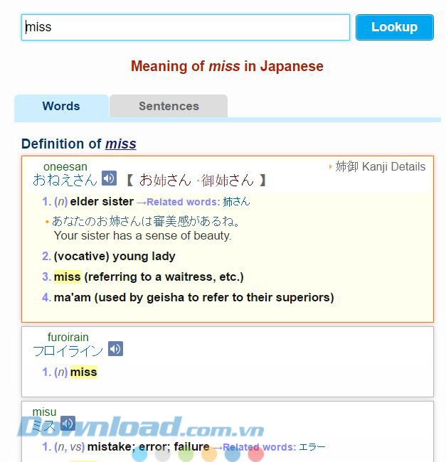 Kết quả tra từ