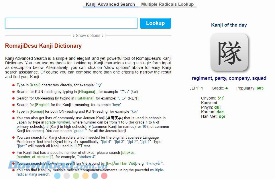 Tra từ điểm Kanji