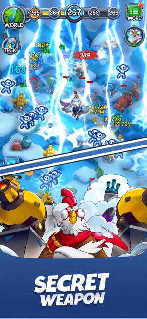 Sử dụng vũ khí bí mật để tiêu diệt kẻ thù trong game Rooster Defense