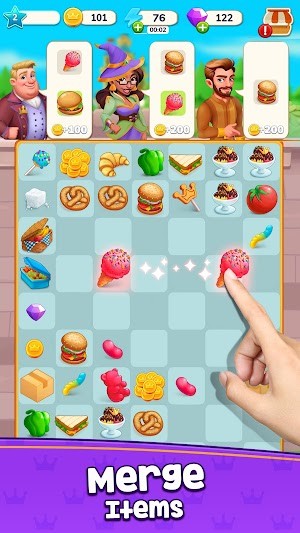 Hợp nhất các đối tượng trong game Royal Merge