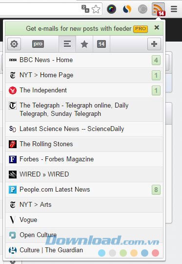 Giao diện ứng dụng RSS Feed Reader