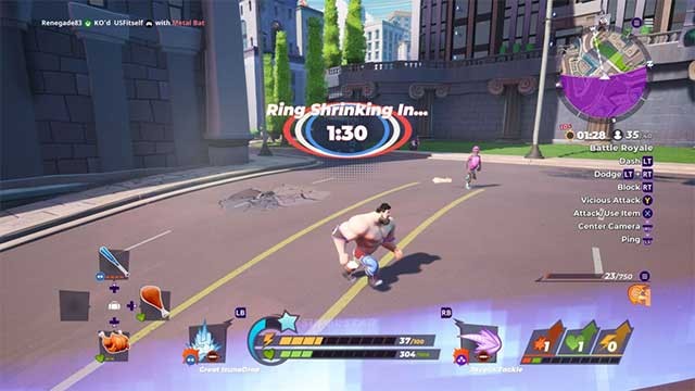 Đấu trường của Rumbleverse tồn tại trong một hình cầu luôn thu hẹp dần