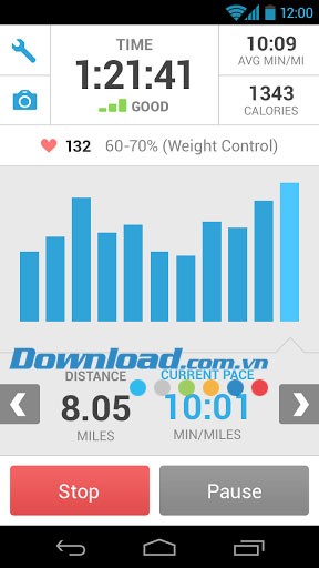 Đo khoảng cách trong RunKeeper for Android