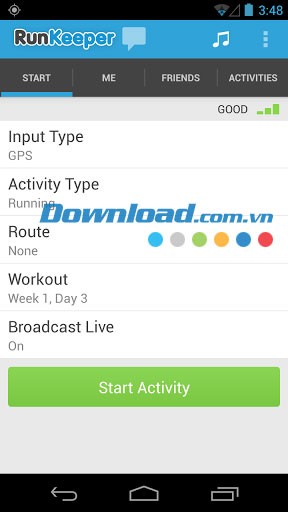 Cấu hình RunKeeper