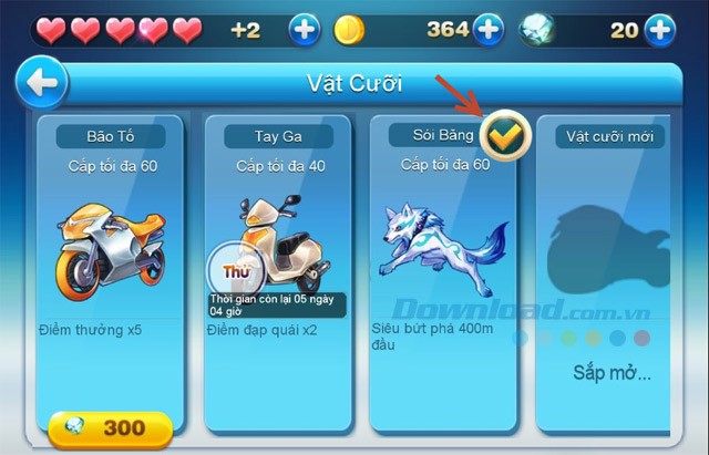 Hệ thống vật cưỡi trong game Runing Man