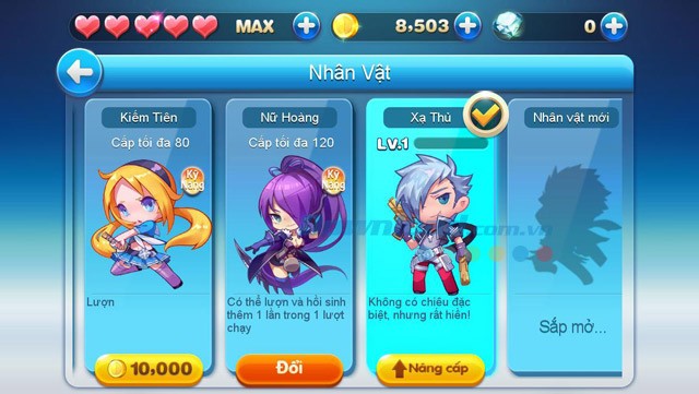 Hệ thống nhân vật trong game Running Man