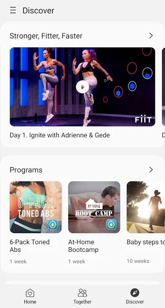 Samsung Health app cung cấp các bài tập thể dục và mẹo vặt