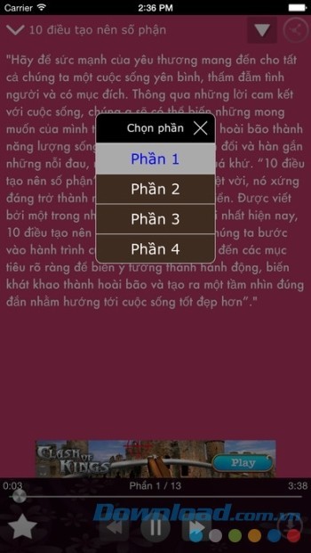 Tải toàn bộ hoặc từng phần về máy để nghe offline