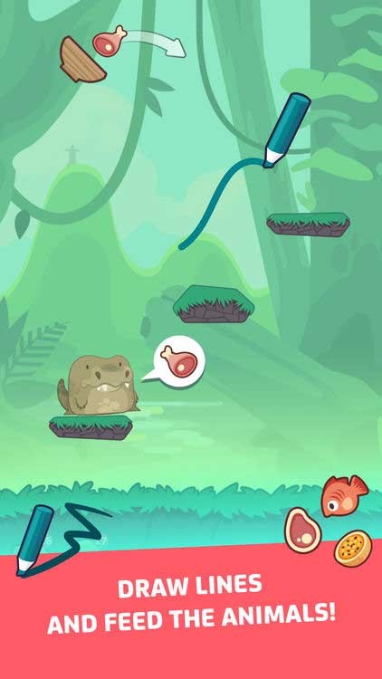 Vẽ các đường thẳng và cho động vật ăn trong Safari Chef