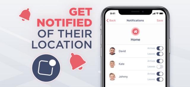 Safe24 gửi thông báo cho bạn khi người thân đến đích hoặc rời một nơi nào đó