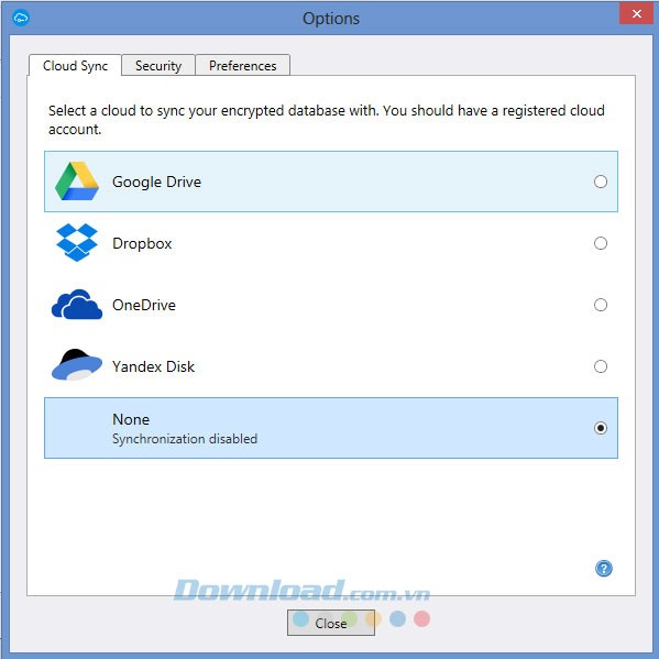 Phần mềm có khả năng đồng bộ hóa với nhiều tài khoản đám mây