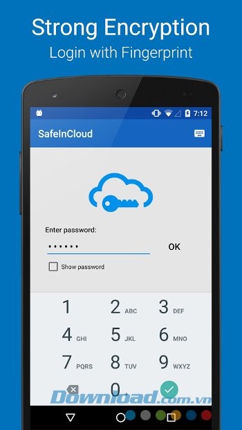 SafeInCloud hỗ trợ đăng nhập bằng dấu vân tay