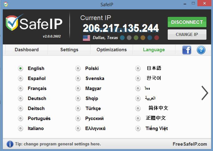 SafeIP hỗ trợ 27 ngôn ngữ khác nhau