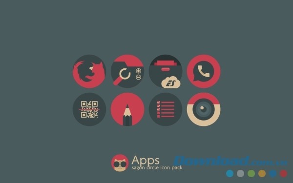 Sagon Circle Icon Pack cho Android cung cấp bộ sưu tập icon chất lượng cao
