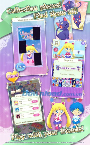 Một số tính năng của game Sailor Moon Drops trên Android