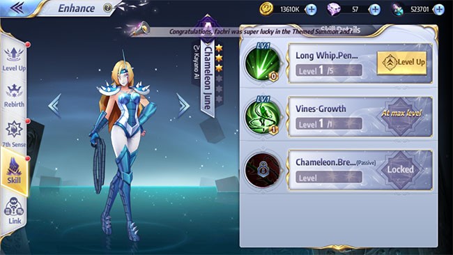 Hệ kỹ năng của Chameleon June trong Saint Seiya: Awakening