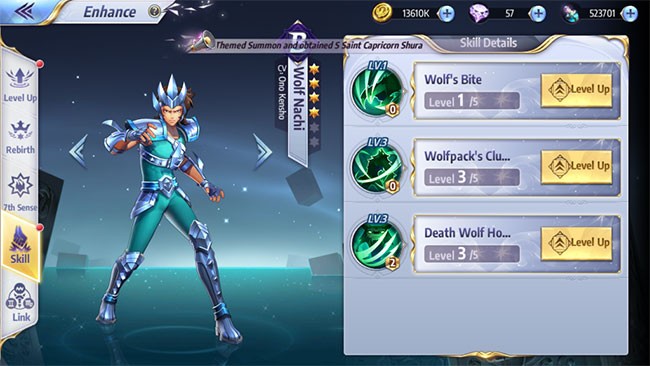 Hệ kỹ năng của Wolf Nachi trong Saint Seiya: Awakening