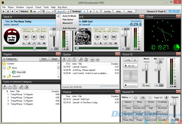Tính năng Auto DJ của SAM Broadcaster Pro