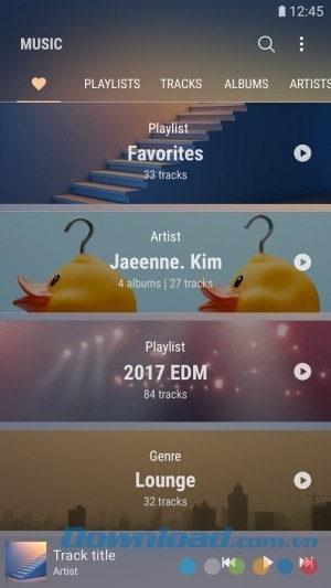 Samsung Music cho Android lưu ca khúc vào mục yêu thích