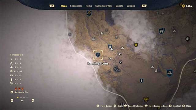 Tìm biểu tượng cờ trên bản đồ để tham gia các cuộc đua