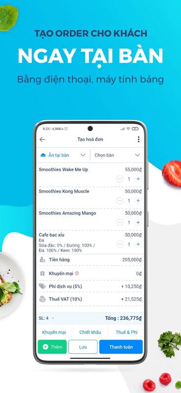 Tạo oder cho khách trực tuyến