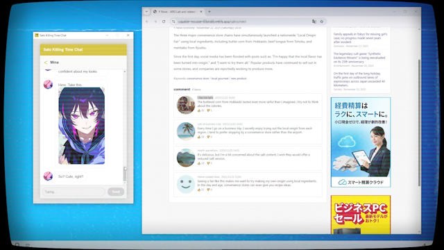 Giao tiếp với cô gái bí ẩn Mina thông qua giao diện chat trên màn hình