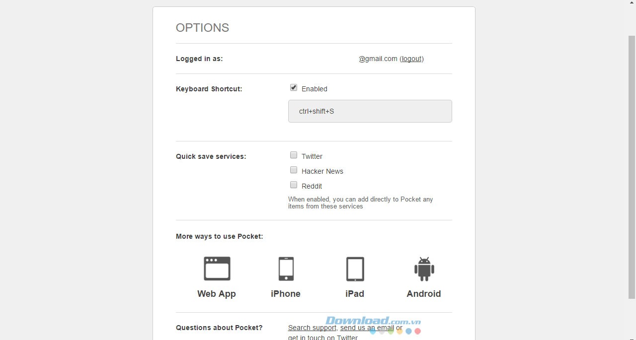 Các lựa chọn thiết lập