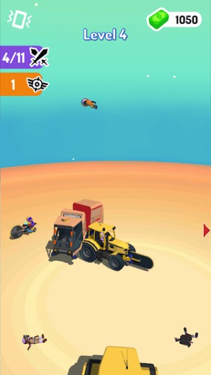 Lái xe có gắn cưa đi tiêu diệt kẻ thù