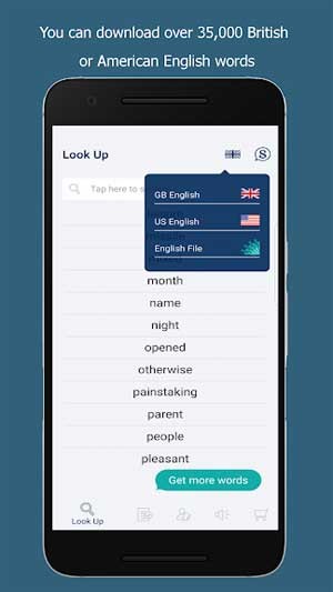 App bao gồm 35.000 từ Anh - Anh và Anh - Mỹ.