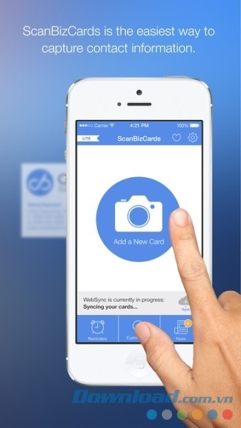 Ứng dụng scan danh thiếp miễn phí ScanBizCards Lite