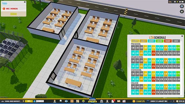 Kiểm soát thời gian biểu của giáo viên, học sinh và nhân viên trong game School Owner