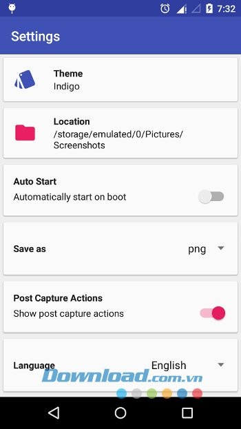 Các cài đặt của Screenshot Capture